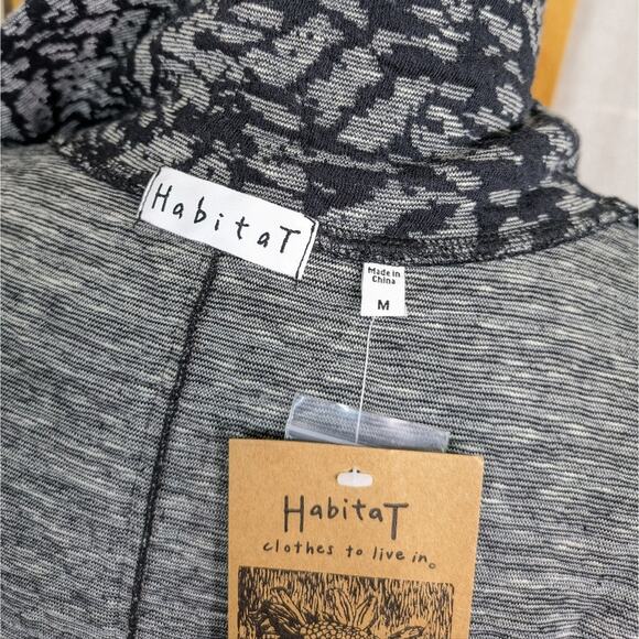 NEW Habitat Jacket Blazer Medium Black Gray Knit Abstract Button Front Lagenlook - Picture 10 of 14